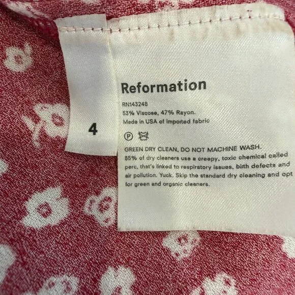 Reformation Lindsay Dress in Western Mini Floral Size 4 Red Adjustable Straps - Picture 8 of 8